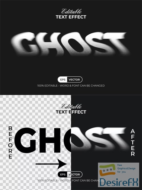 Ghost Text Effect Wave Blurry Style for Illustrator