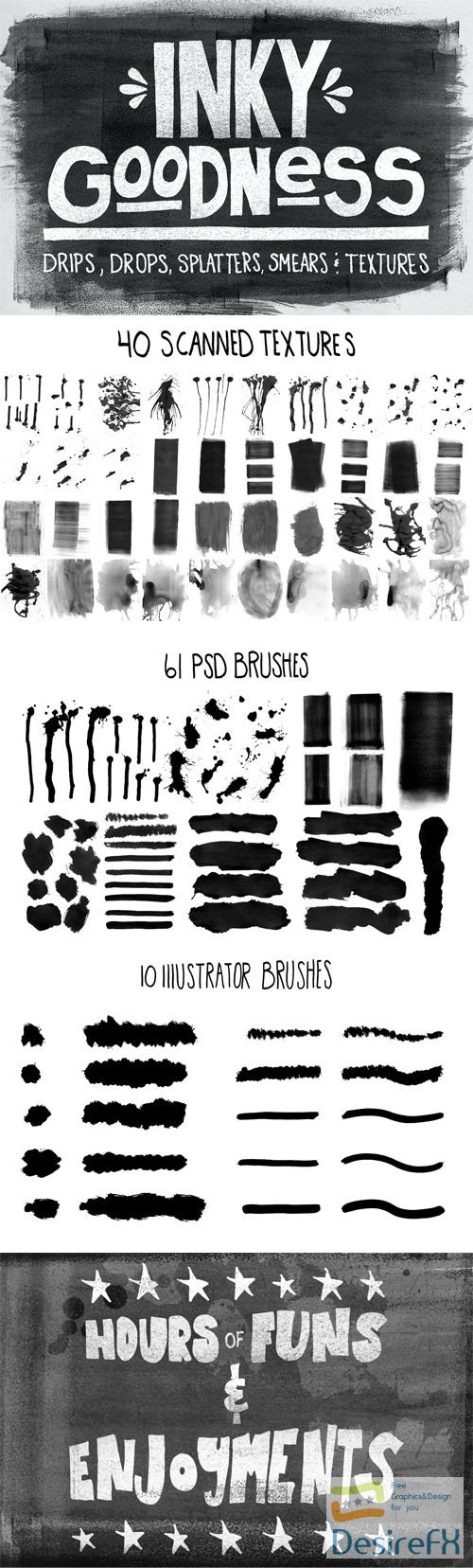 Inky Goodness Brushes for Photoshop &amp; Illustrator + Textures