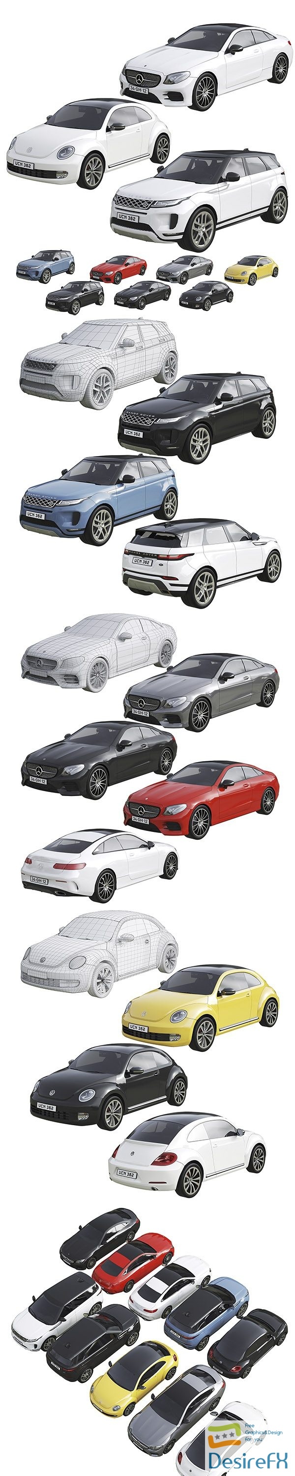 Low Poly Cars Set 3D Model
