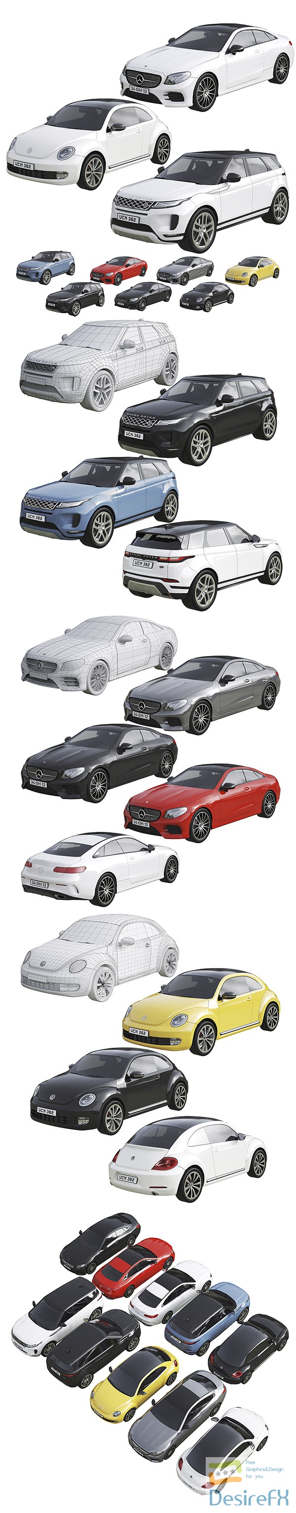 Low Poly Cars Set 3D Model