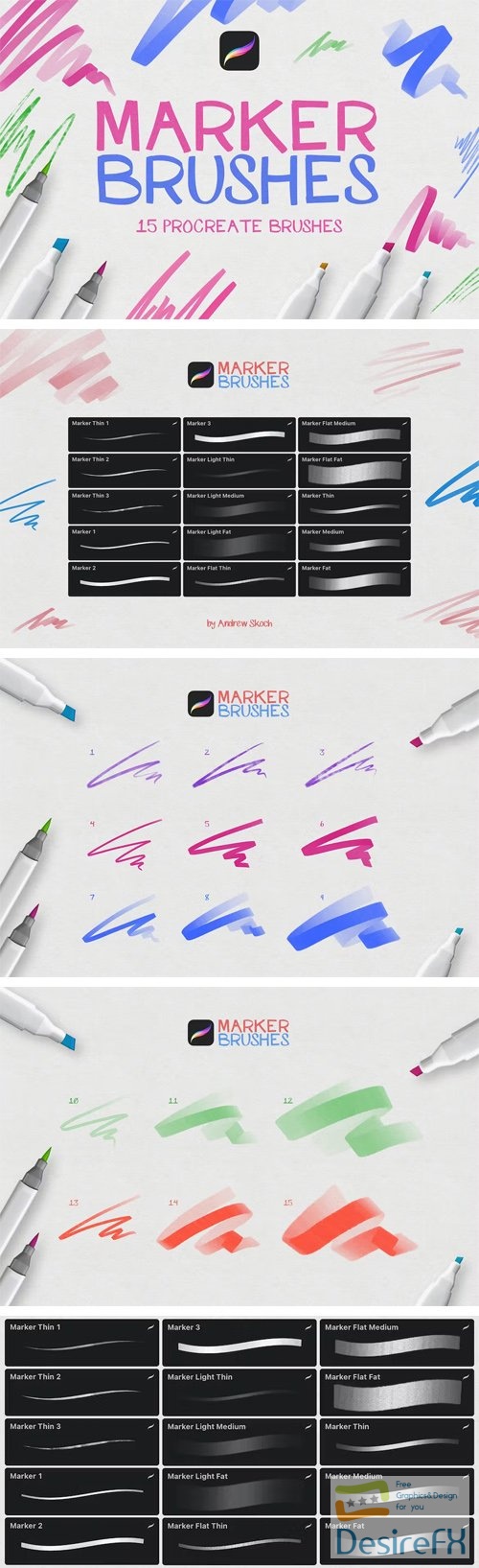 Marker Brushes Pack for Procreate