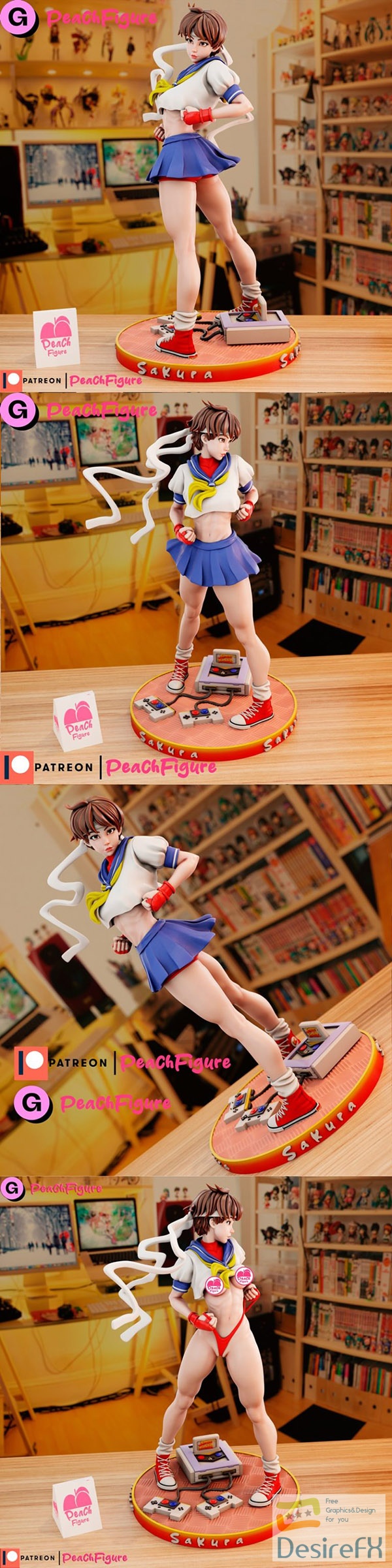 Peach Figure – Sakura Street Fighter – 3D Print