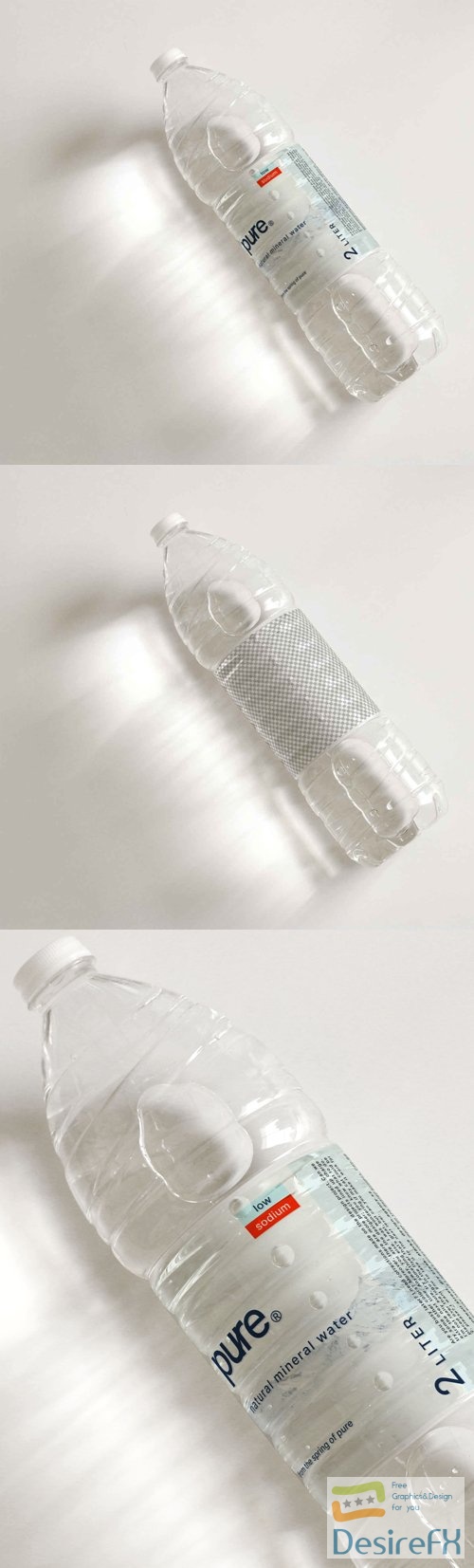 Plastic Water Bottle + Shadows & Light Reflections - PSD Mockup Template