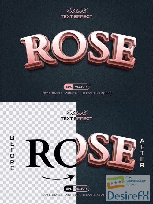 Rose 3D Text Effect Style for Illustrator