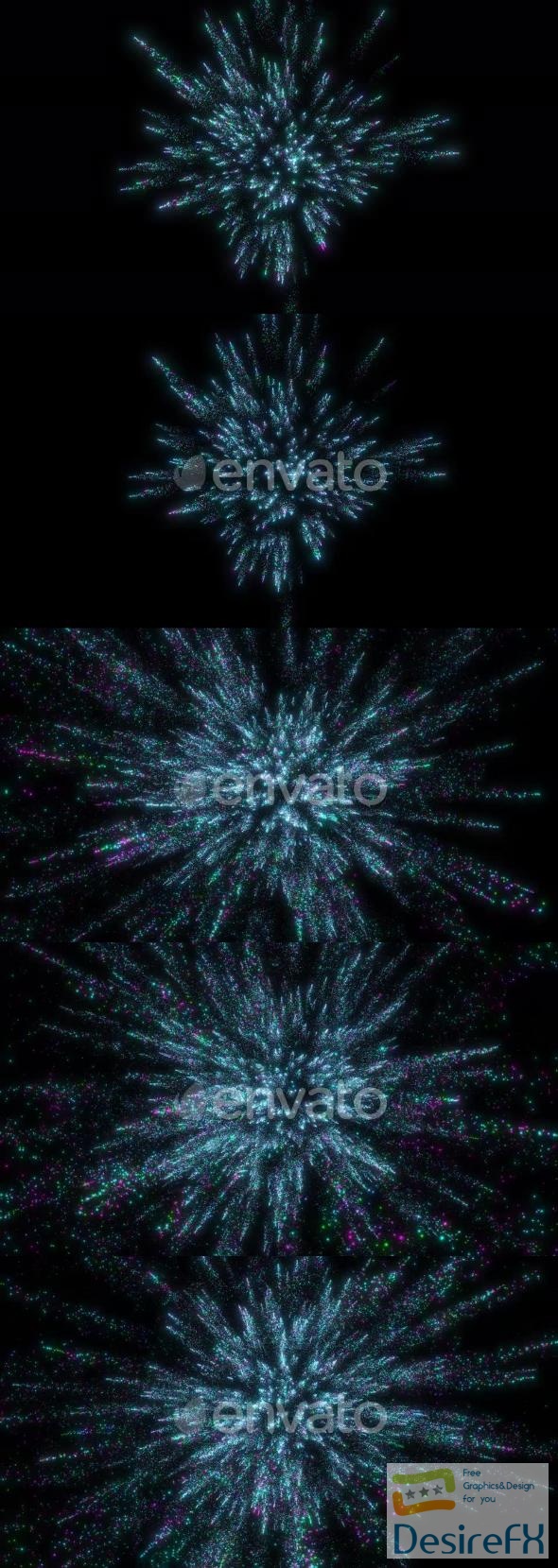 VideoHive Glowing Magic Colorful Particle Brust Animation On Outer Space. Particle Blast On Black Background. 47574828