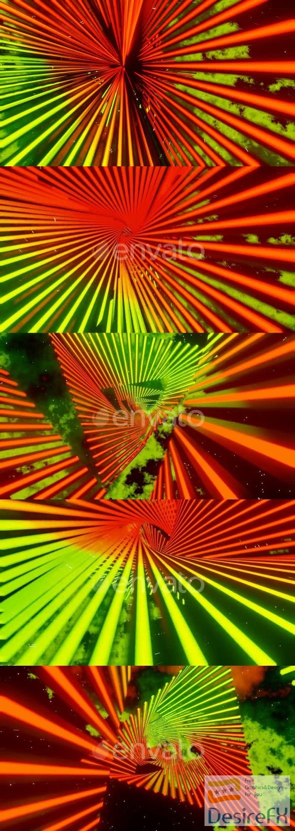 VideoHive Orange And Lime Neon Glowing Sci-Fi Triangular Dimension Background Vj Loop In 4K 47574172