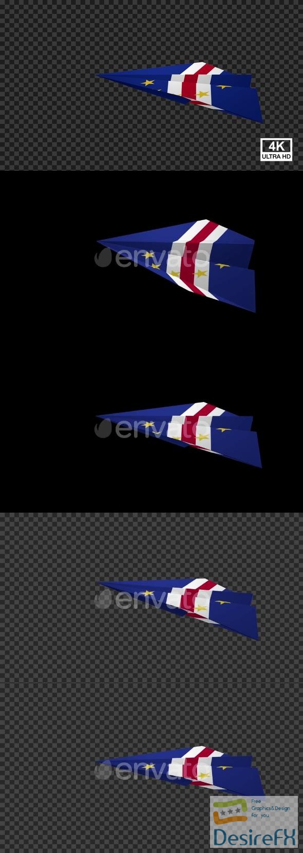 VideoHive Paper Airplane Of Cape Verde Flag V2 47547843