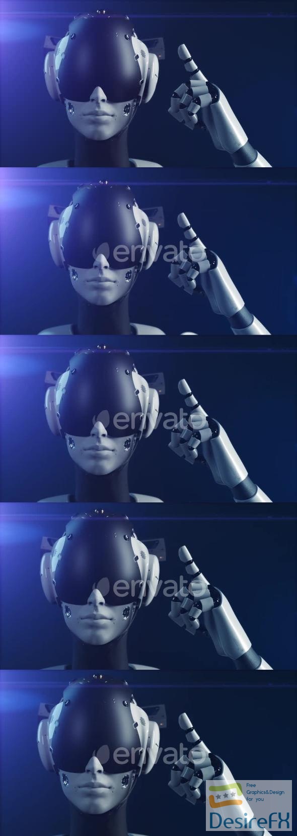 VideoHive portrait of a robot, the robot makes a hand gesture indicating the importance of information 47550783