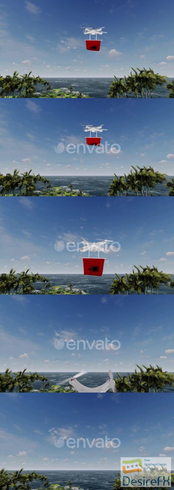 VideoHive Quadcopter Drone Carrying Albania Flag 47547824