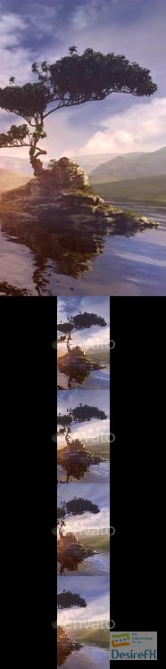 VideoHive Sunset on the Shore of a Mountain Lake 47551346