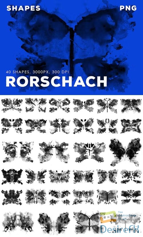 40 Rorschach PNG Ink Shapes