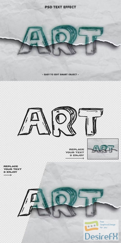 Art Sketch Ripped Paper Text Effect