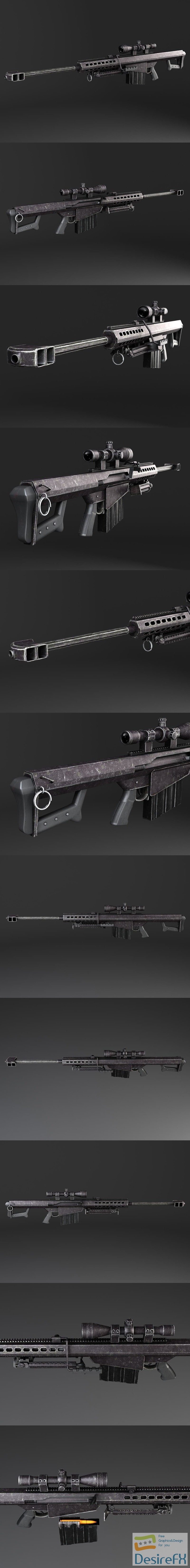 Barrett M82A1 Sniper Rifle 3D Model
