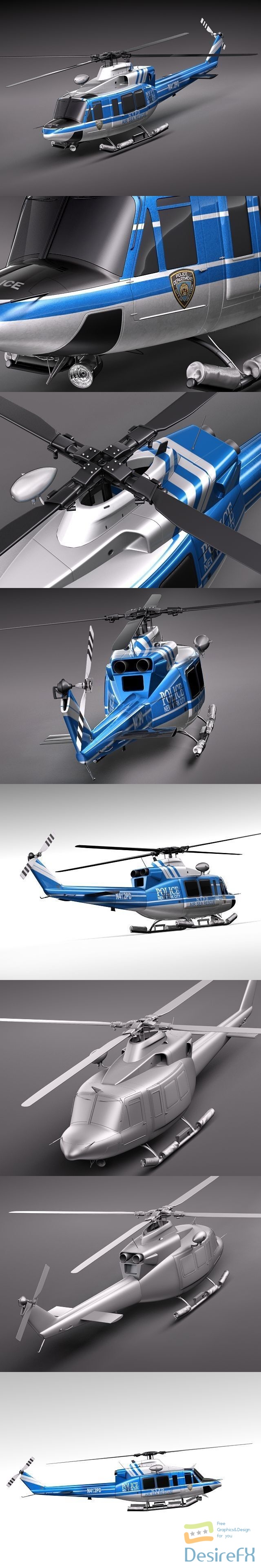 Bell 412 Police Copter 3D Model