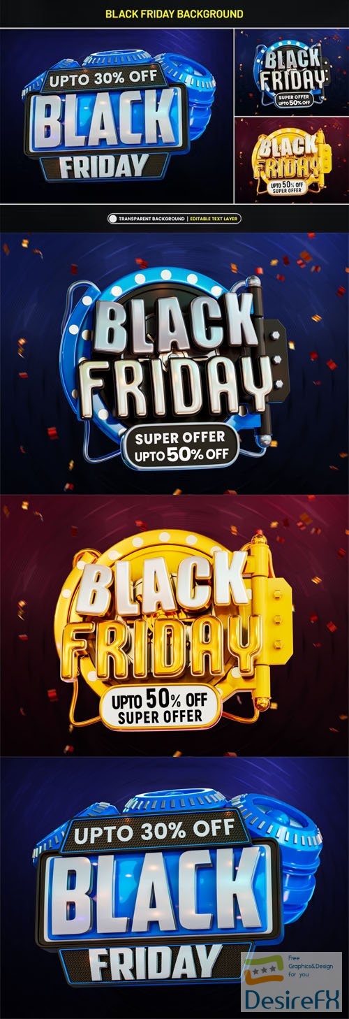 Black Friday Super Sale Banner Stylized 3d Text - PSD Templates