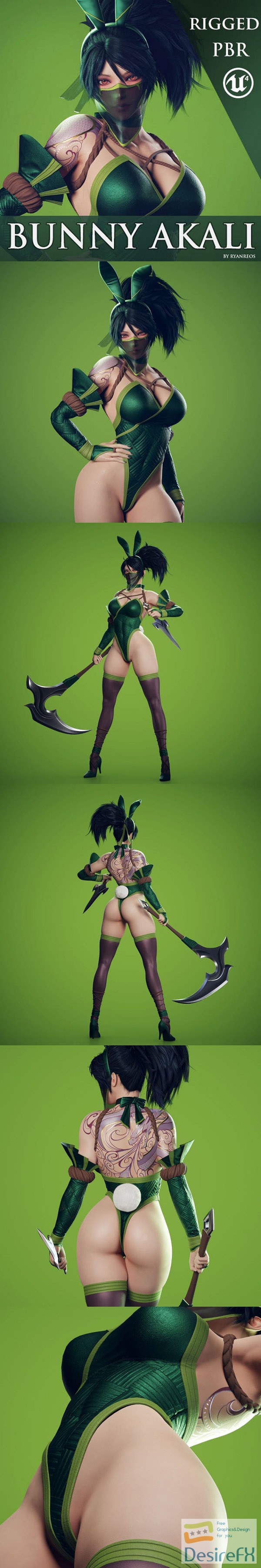 Bunny Akali – Game Ready Low-poly 3D model