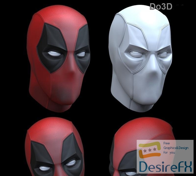Deadpool Mask - Faceshell with 6 no hearts 3D Print