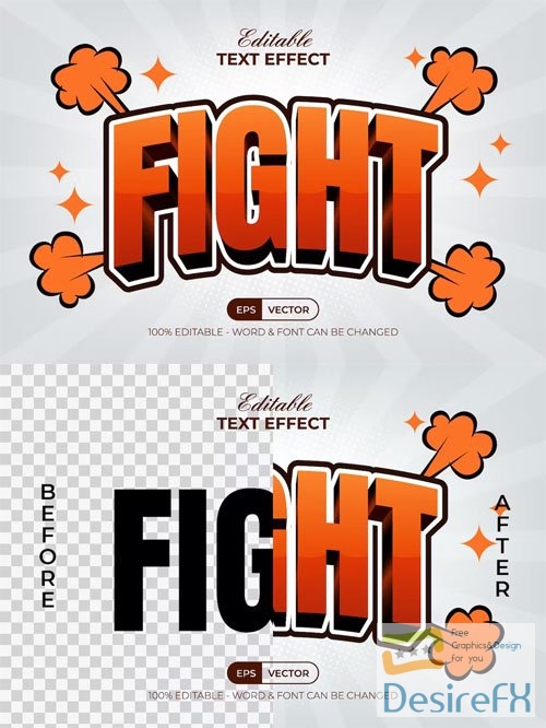 Fight 3D Text Effect Comic Style