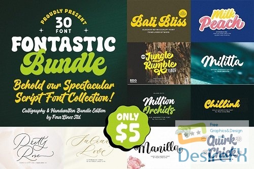 Fontastic Bundle: Font Script Edition! - 30 Premium Fonts - 2879824