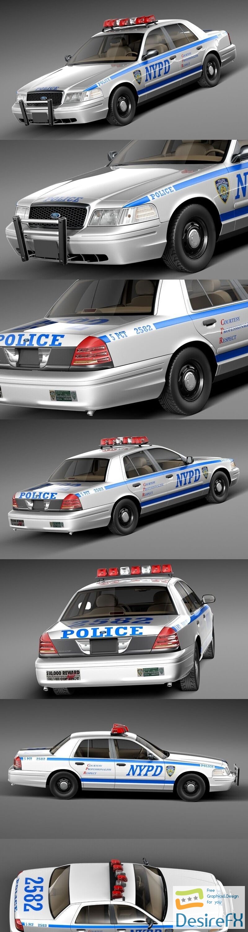 Ford Crown Victoria Police Car 1998-2011 3D Model