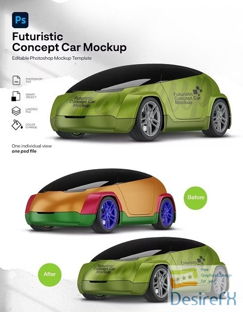 Futuristic car mockup - U4YZ4W9