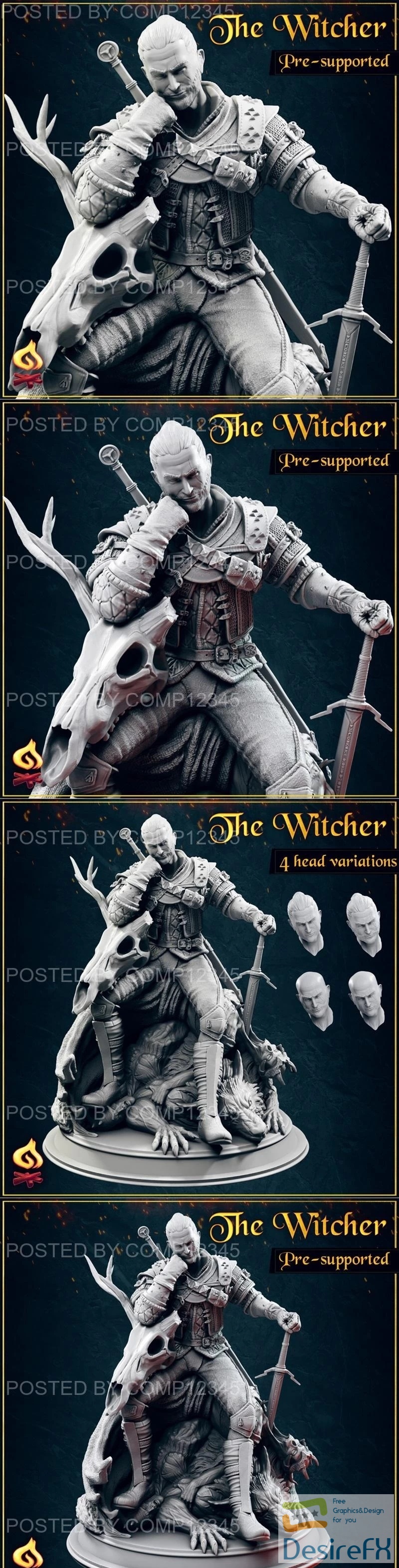 Geralt The Witcher - Fanart 3D Print