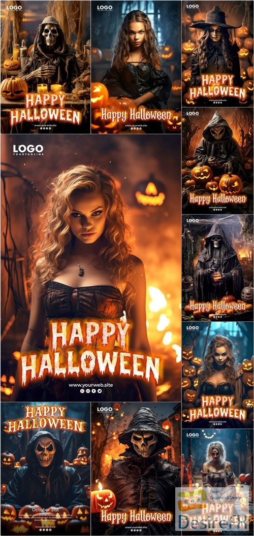 Happy halloween psd poster design vol 1