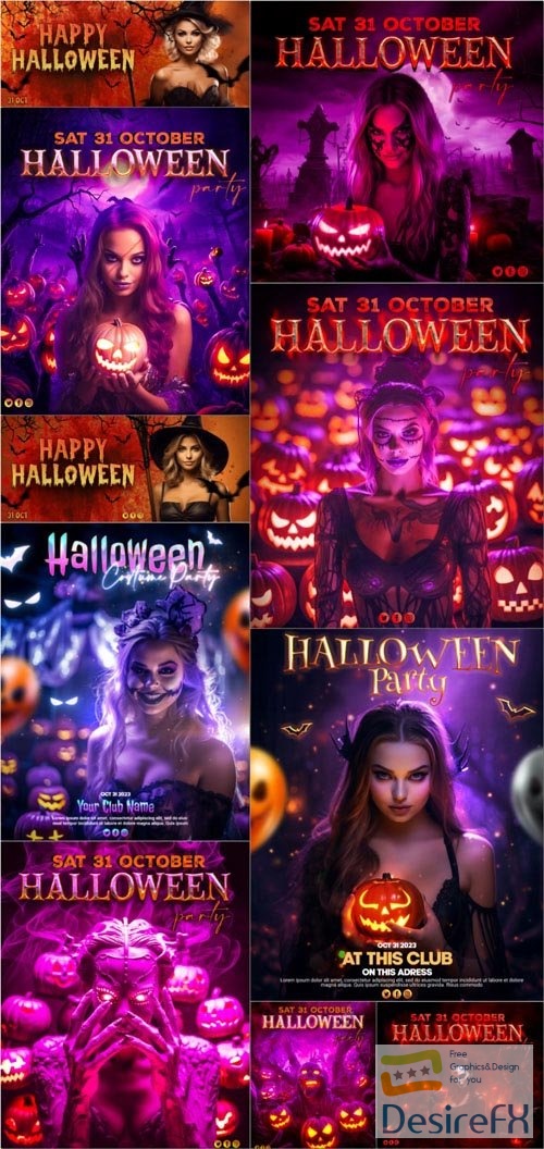 Happy halloween psd poster design vol 4