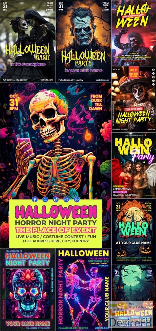Happy halloween psd poster design vol 5
