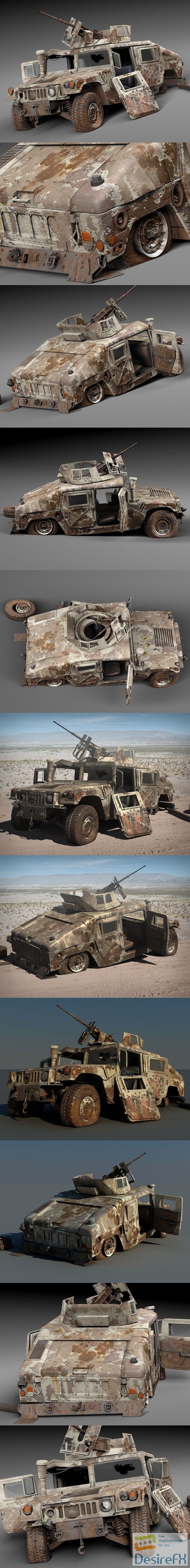 Hummer HMMWV Destroyed 3D Model