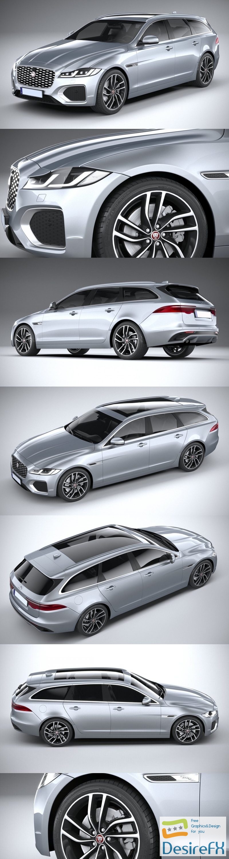 Jaguar XF Wagon 2021 3D Model
