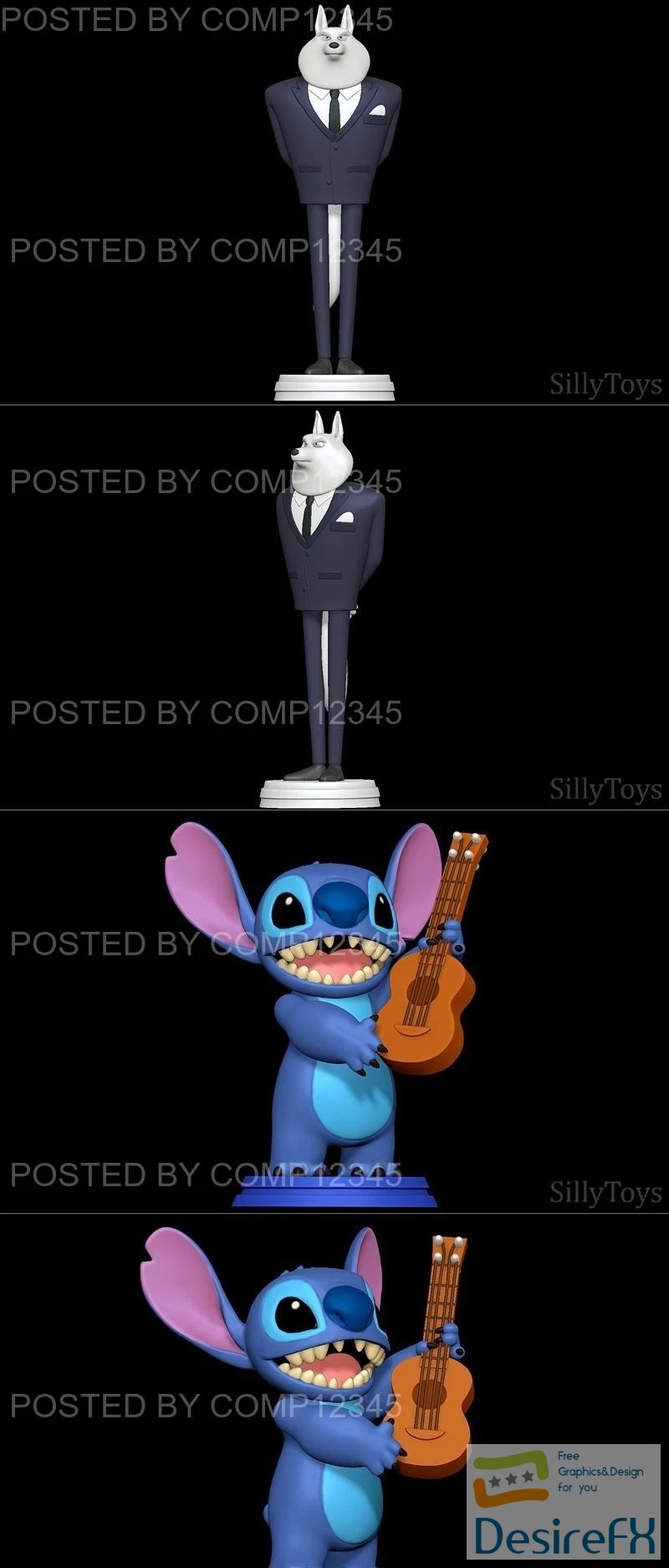 Jimmy Crystal - Sing 2 and Stitch with a guitar - Lilo and Stitch 3D Print