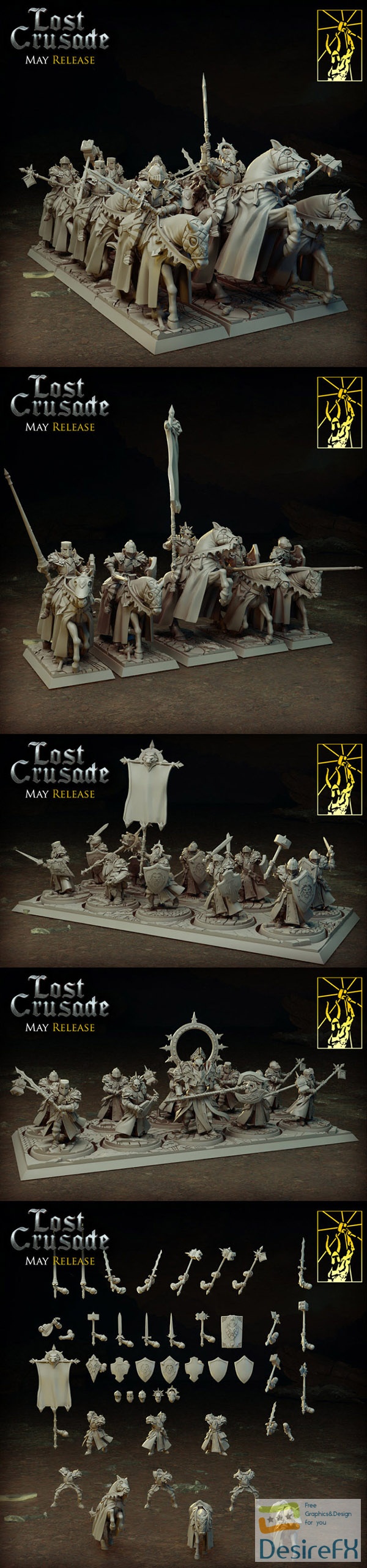 Lost Crusade Templar Cavalry and Templars – 3D Print