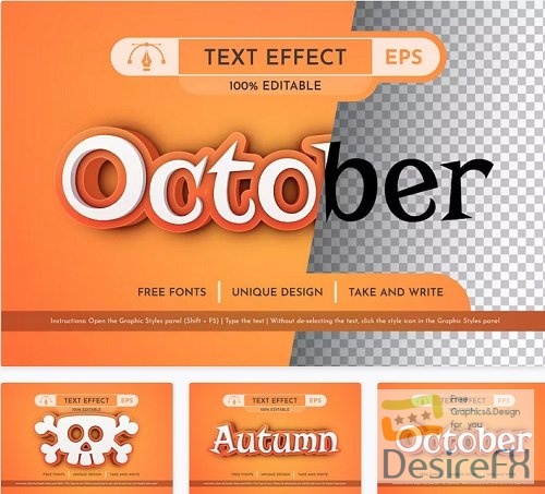 Orange October Editable Text Effect - 91531956