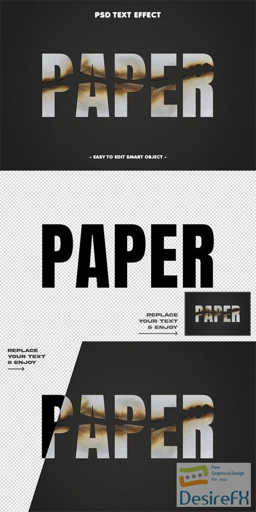 Paper Burn Grunge Textured Text Effect