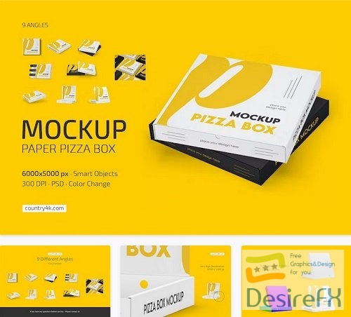 Paper Pizza Box Mockup Set - 7040169