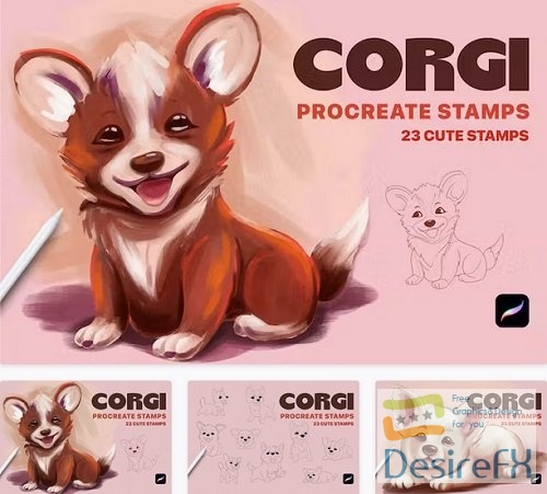 Procreate Funny Corgi Cute Stamps - 5LRU7ED
