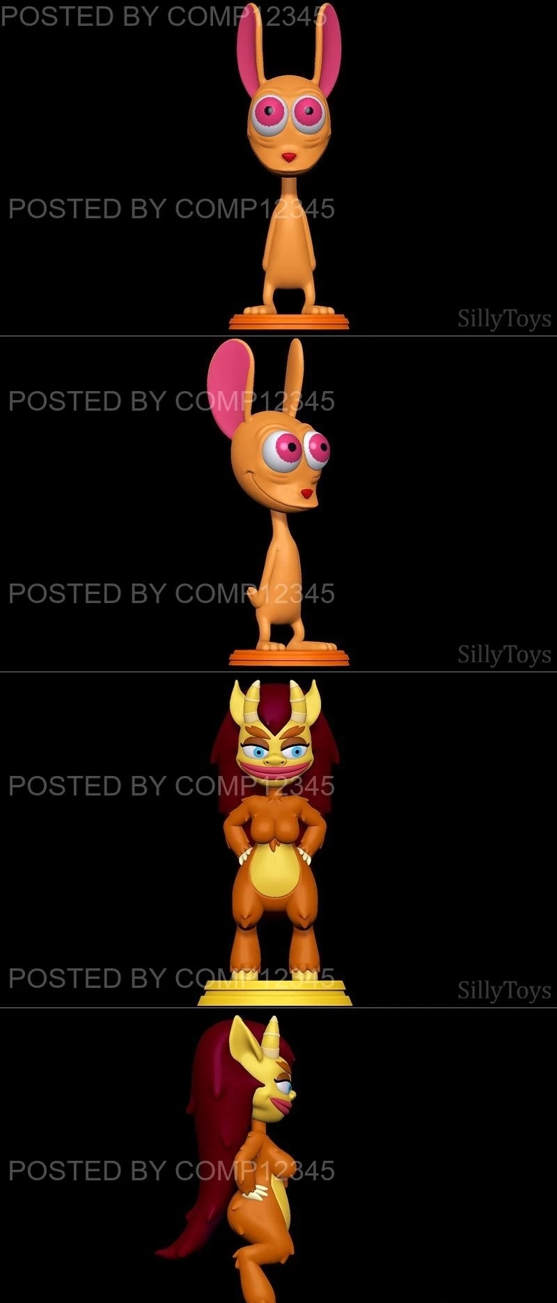 Ren - The Ren and Stimpy Show and Connie the Hormone Monstress - Big Mouth 3D Print