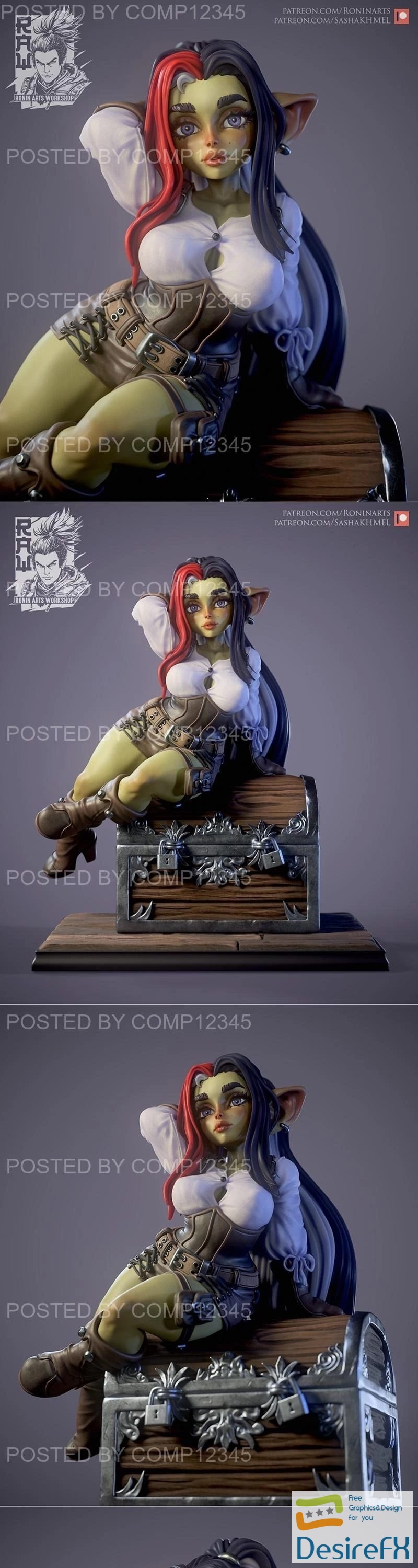 Ronin Arts Workshop - Angy The Goblin - Pin Up 3D Print