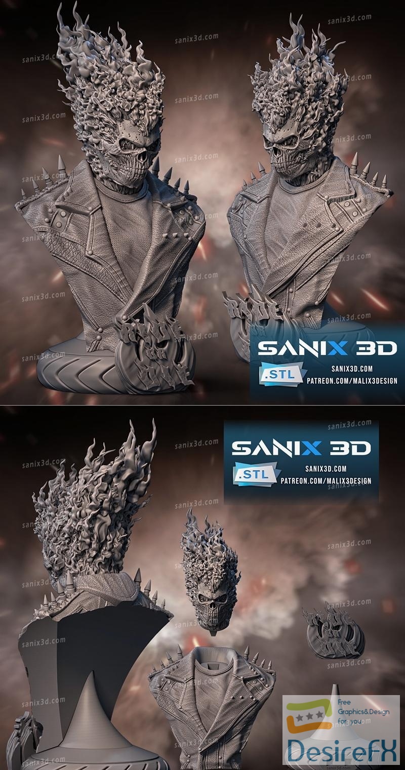 Sanix – Ghost Rider Bust 3d Print