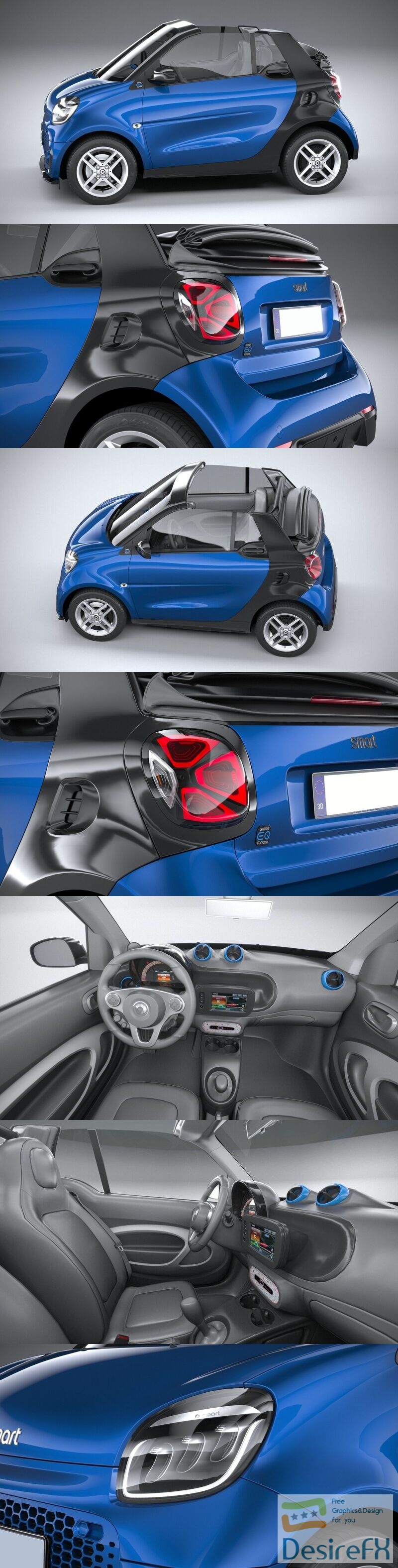Smart EQ Fortwo Cabrio 2020 3D Model