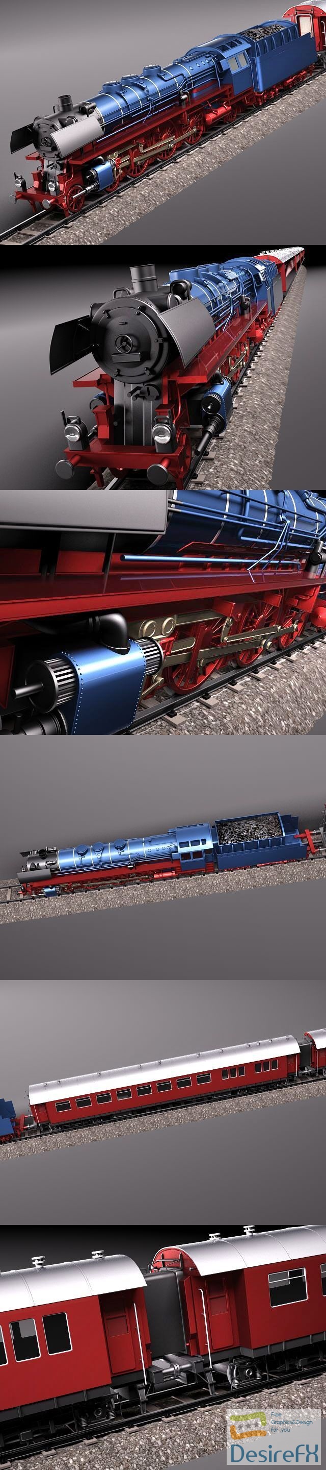 Steam Train Express F-series BR 03.10 1950 3D Model