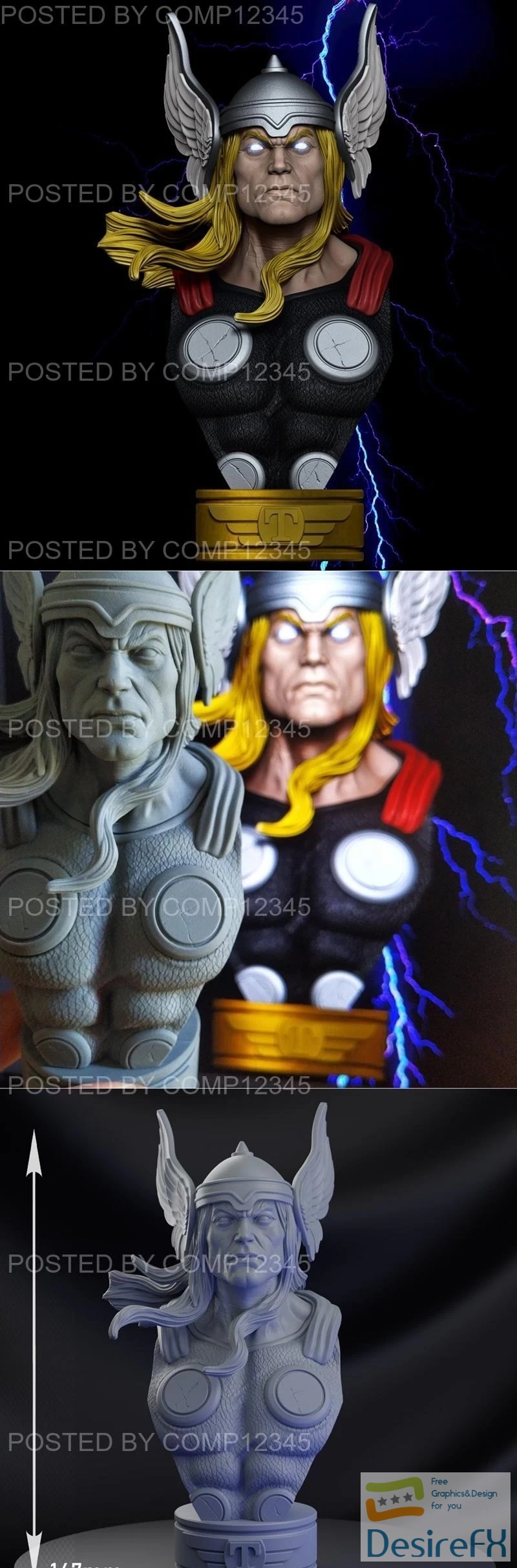 Thor Classic Bust 3D Print