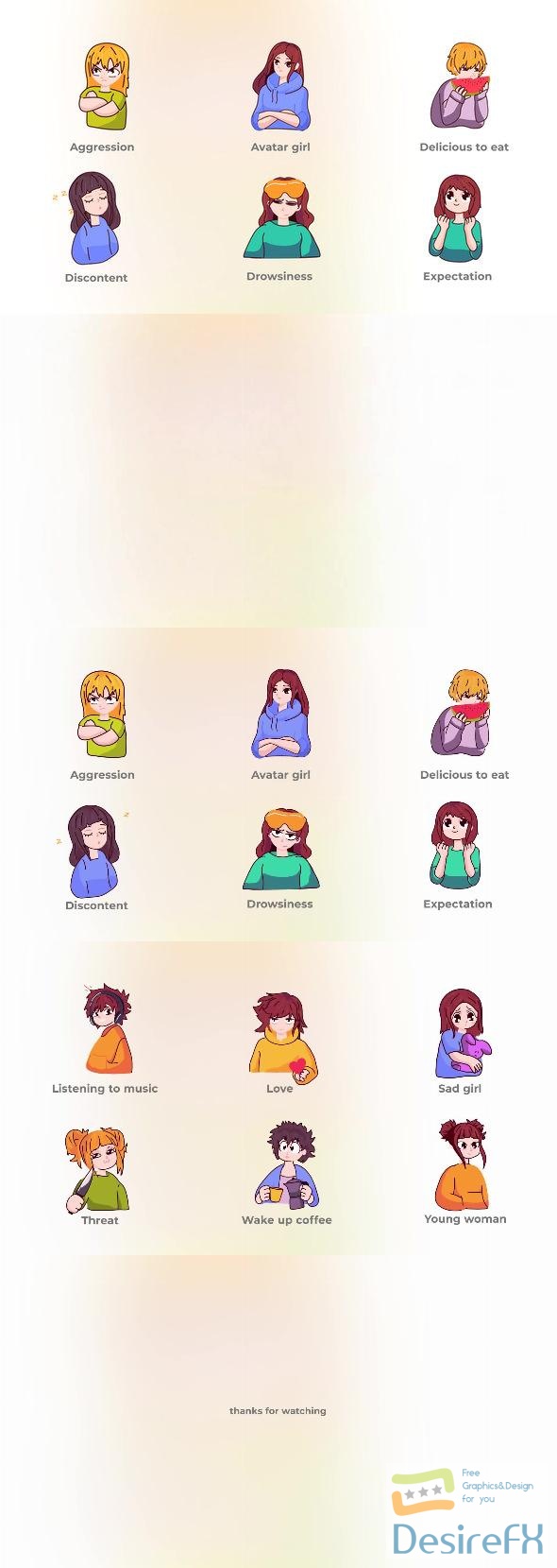 VideoHive Anime Avatars Concept – Stonepictures Set of Mini Concepts 47718495