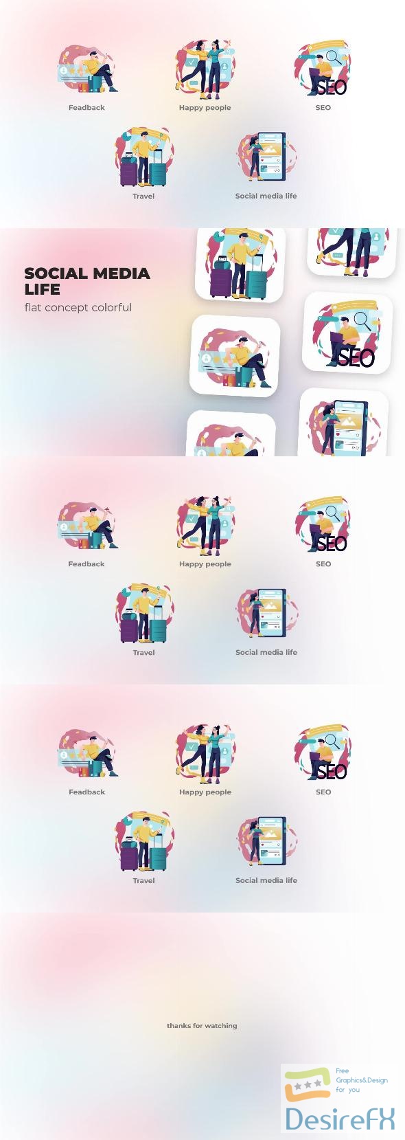 VideoHive Social Media Life – Flat Concept Colorful 47721508