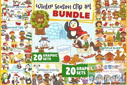 Winter Season Clip Art Bundle - 20 Premium Graphics