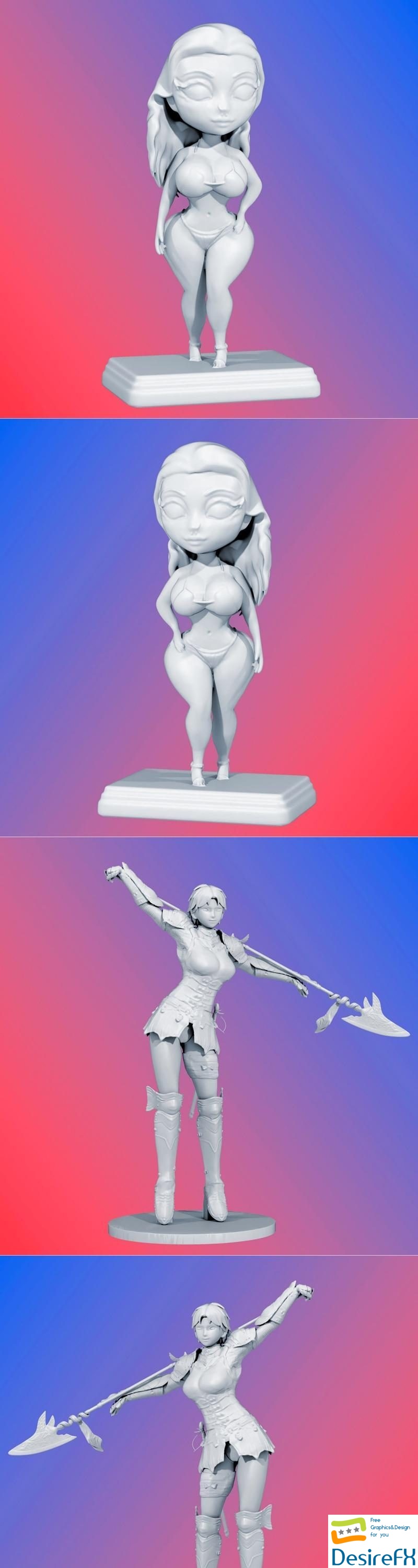 Abigail Morris Hot Chibi and Aelia valkyrie profile 3D Print