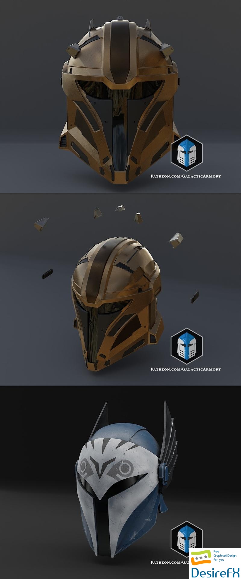Armorer Spartan Helmet and Medieval Bo Katan Helmet 3D Print