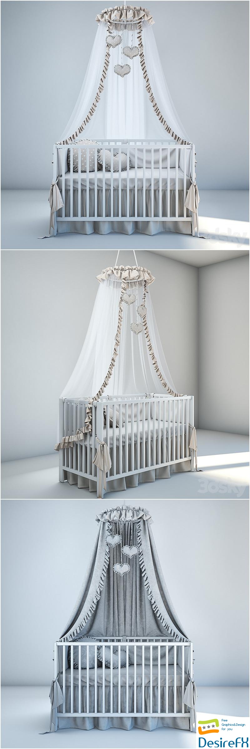 Baby bedding and bed IKEA 3D Model