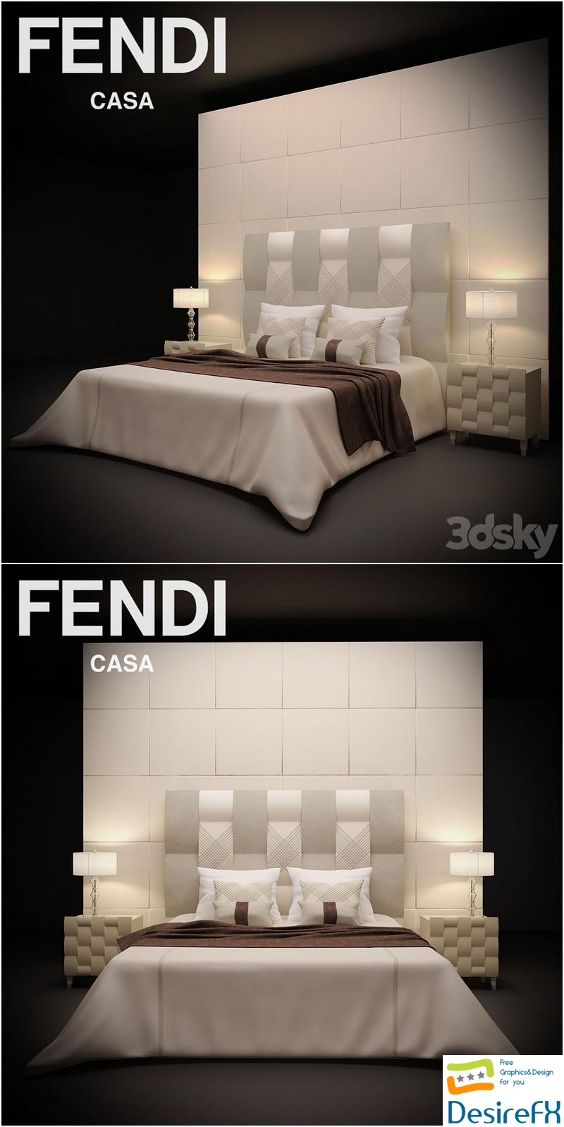Bed FENDI casa 3D Model
